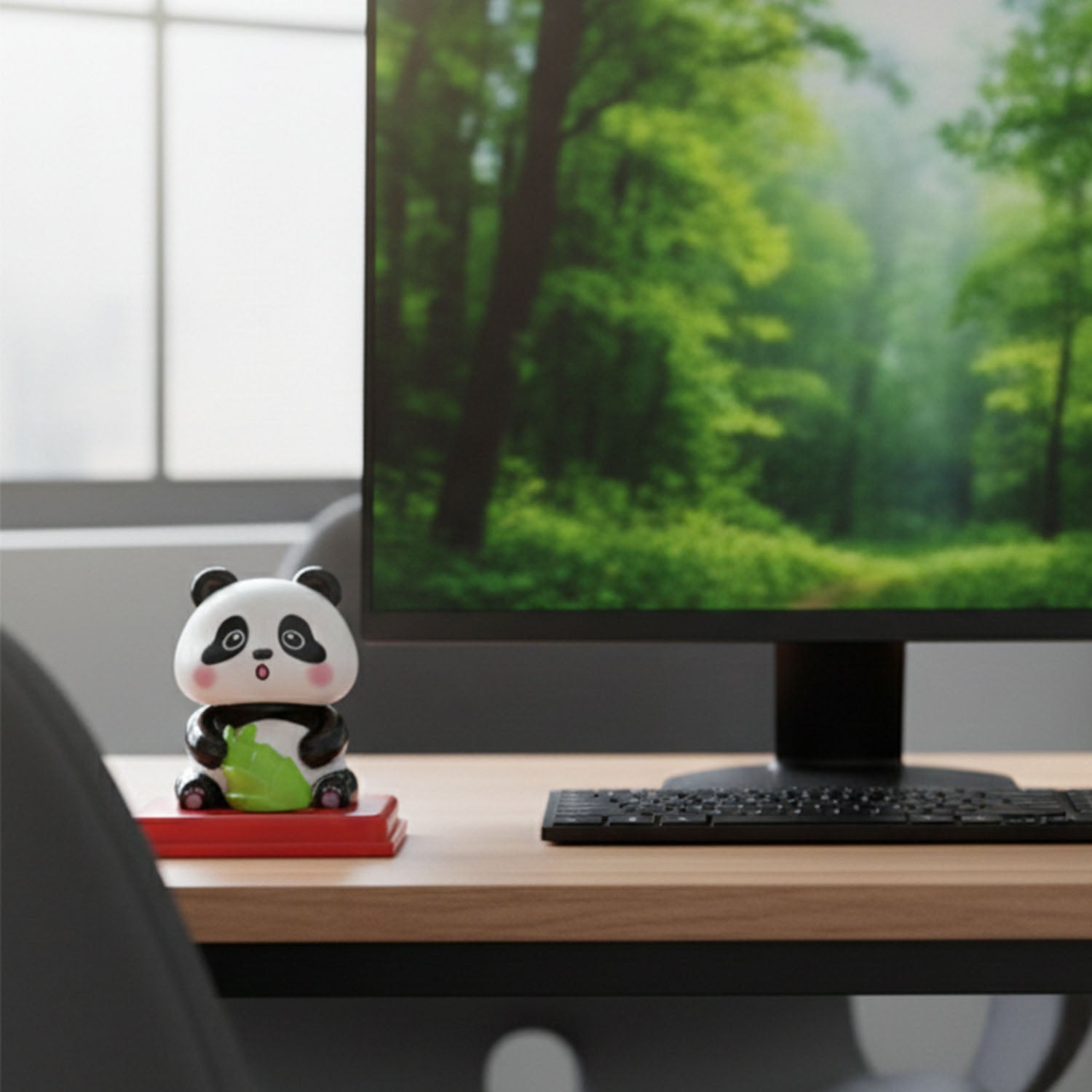 Automatic nodding movement of solar powered panda figurine