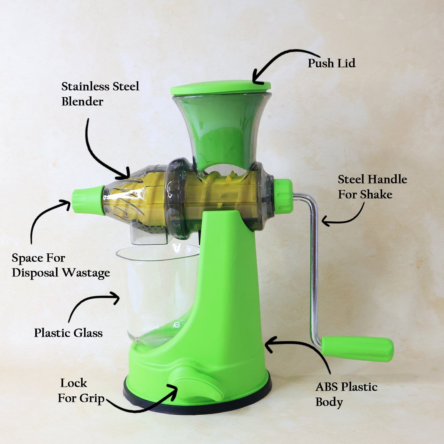 Functional manual kitchen juicer placed on countertop