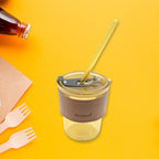 5887 Home Glass Coffee Mugtea Cup With Glass Straw And Leakproof Lid  Travel Friendly Cups With Heatproof Sleeves