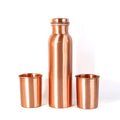 Copper Water Bottle 2 Glasses With Gift Box (3 Pcs Set)