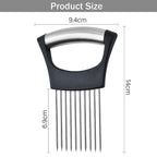 Ergonomic handle vegetable cutting holder for safe slicing