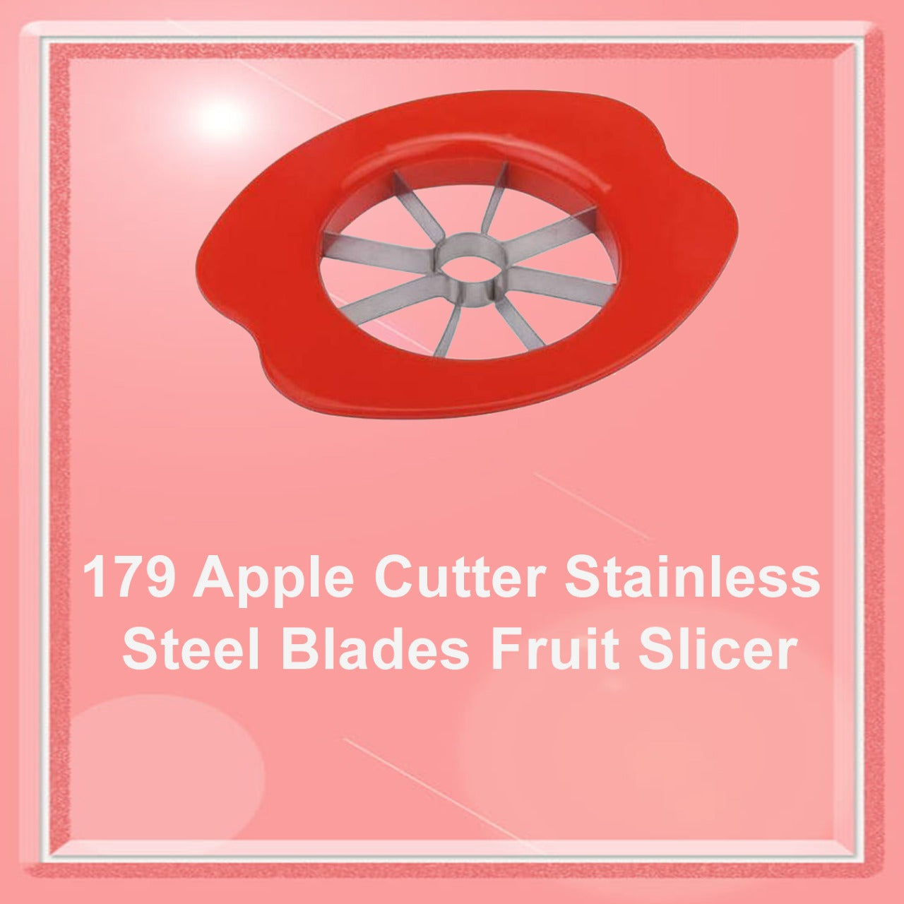 Quickslice apple cutter next to whole and sliced fruits, ready for serving.