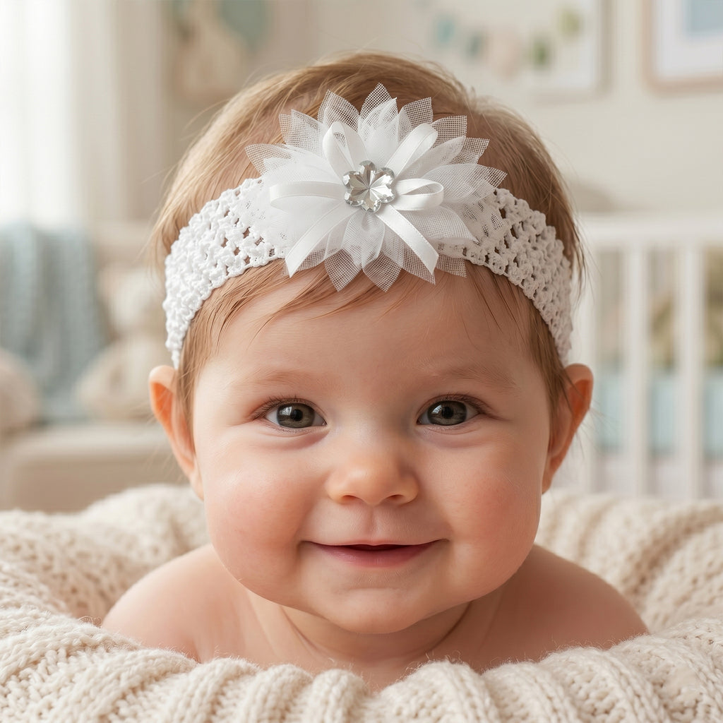 Cute Soft Elastic Floral Baby Headband Stylish Stretchable Hair Band (1 Pc)