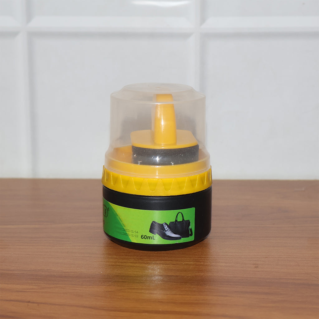 Black Shoe Polish Cream With Built-in Sponge Applicator (60 Ml Approx)