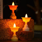 Set Of 12 White Water Sensor Led Diyas