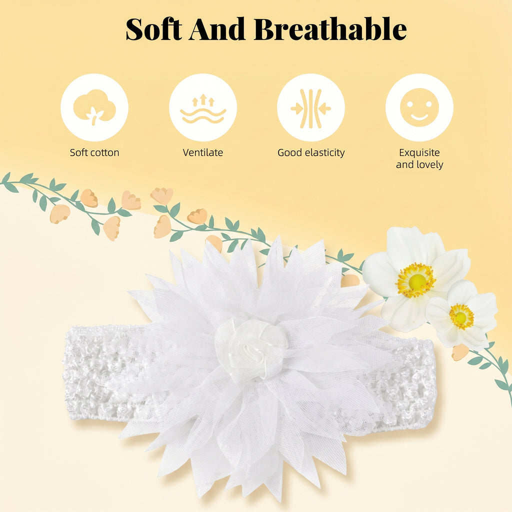 Cute Soft Elastic Floral Baby Headband Stylish Stretchable Hair Band (1 Pc)