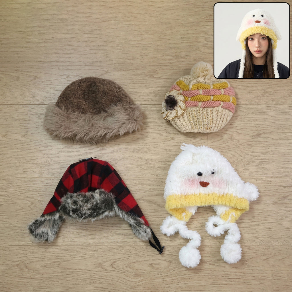 Winter Warm Woolen Cap And Lightweight Summer Fashion Cap (1 Pc Mix Random Design)