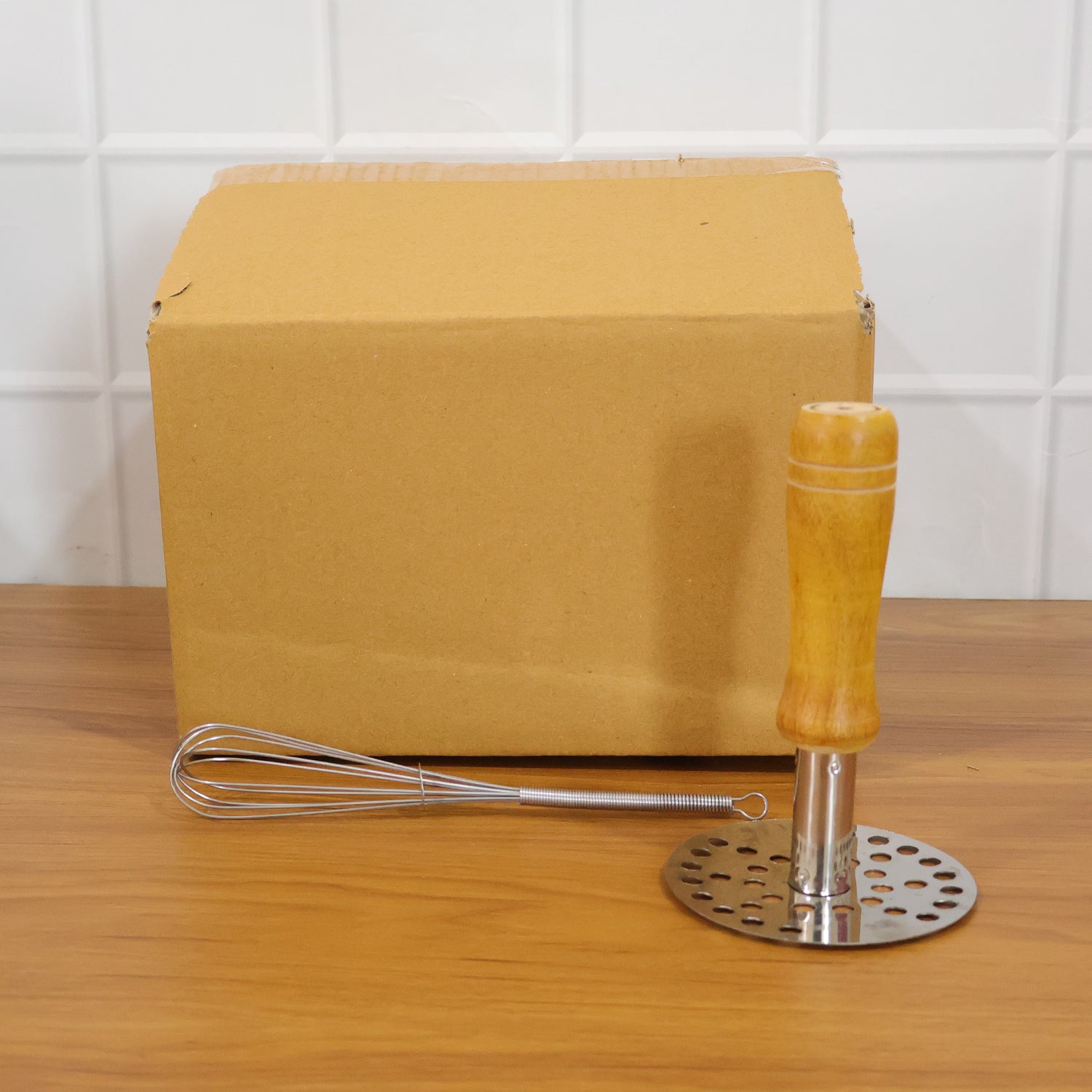 Manual Stainless Steel Whisk And Pav Bhaji Potato Masher Combo Set (2 Pc Set)