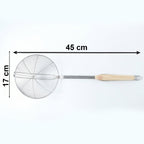 Stainless Steel Frying Skimmer Strainer With Wooden Handle (1 Pc 45 Cm)