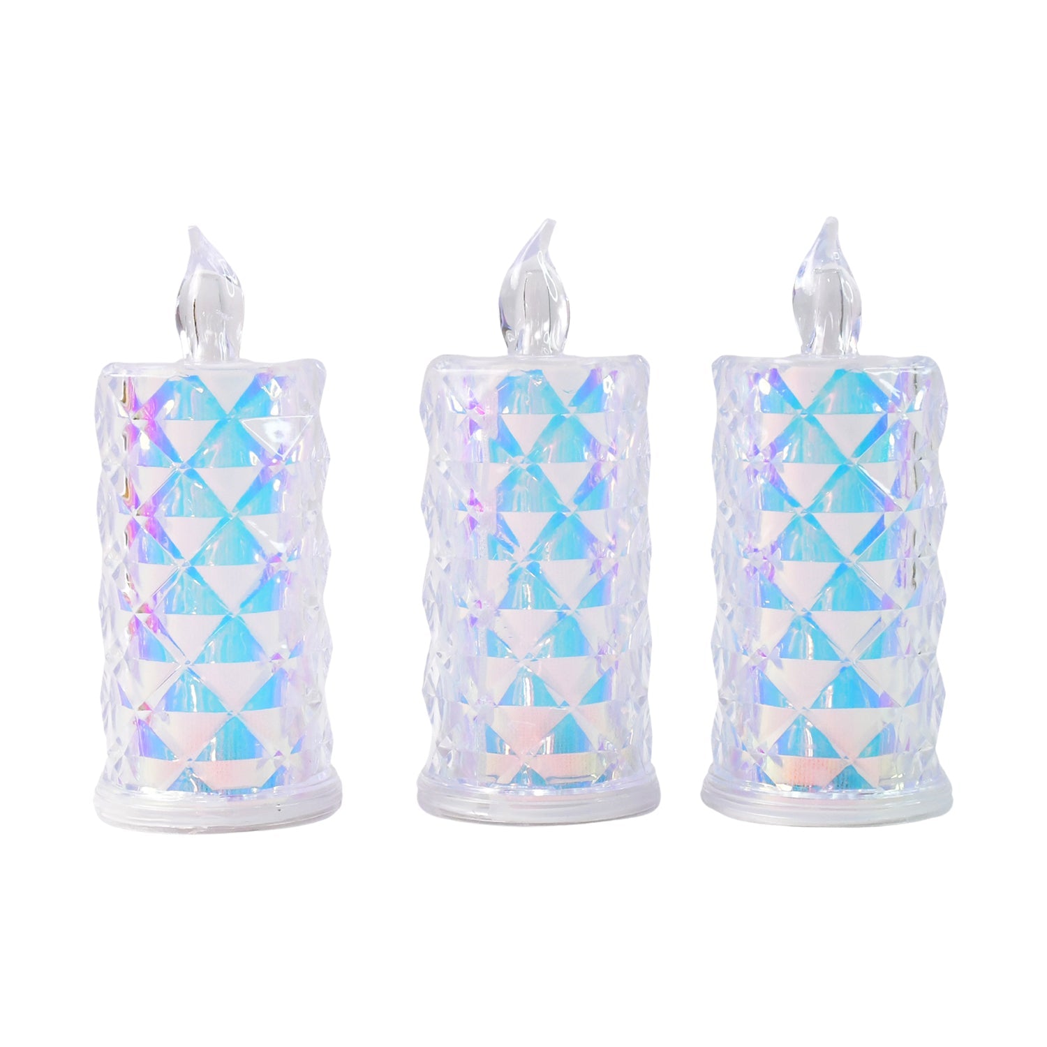 Set of LED decorative candle lights emitting vibrant multicolor glow