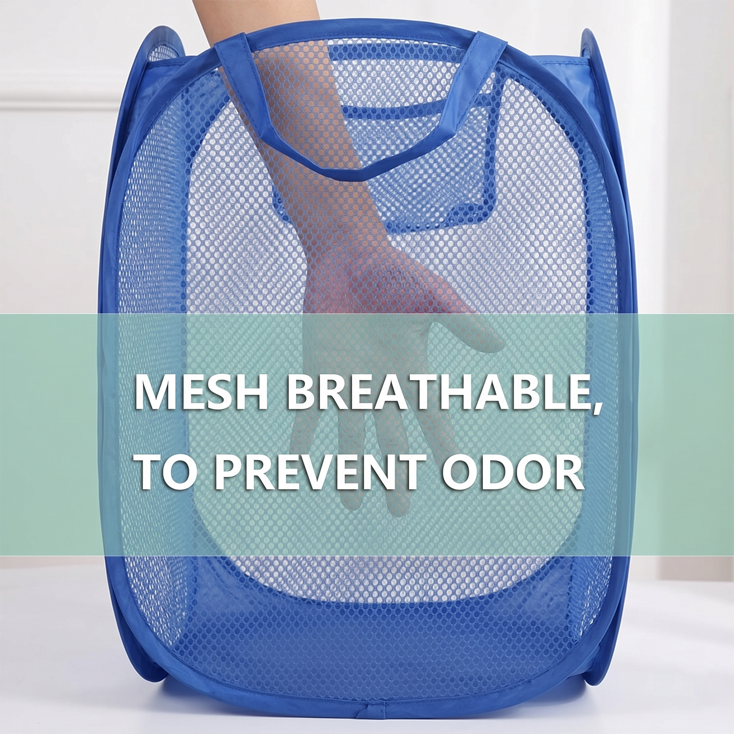 Pop Up Mesh Laundry Basket Lightweight Clothes Hamper (1 Pc34x34x58cm)
