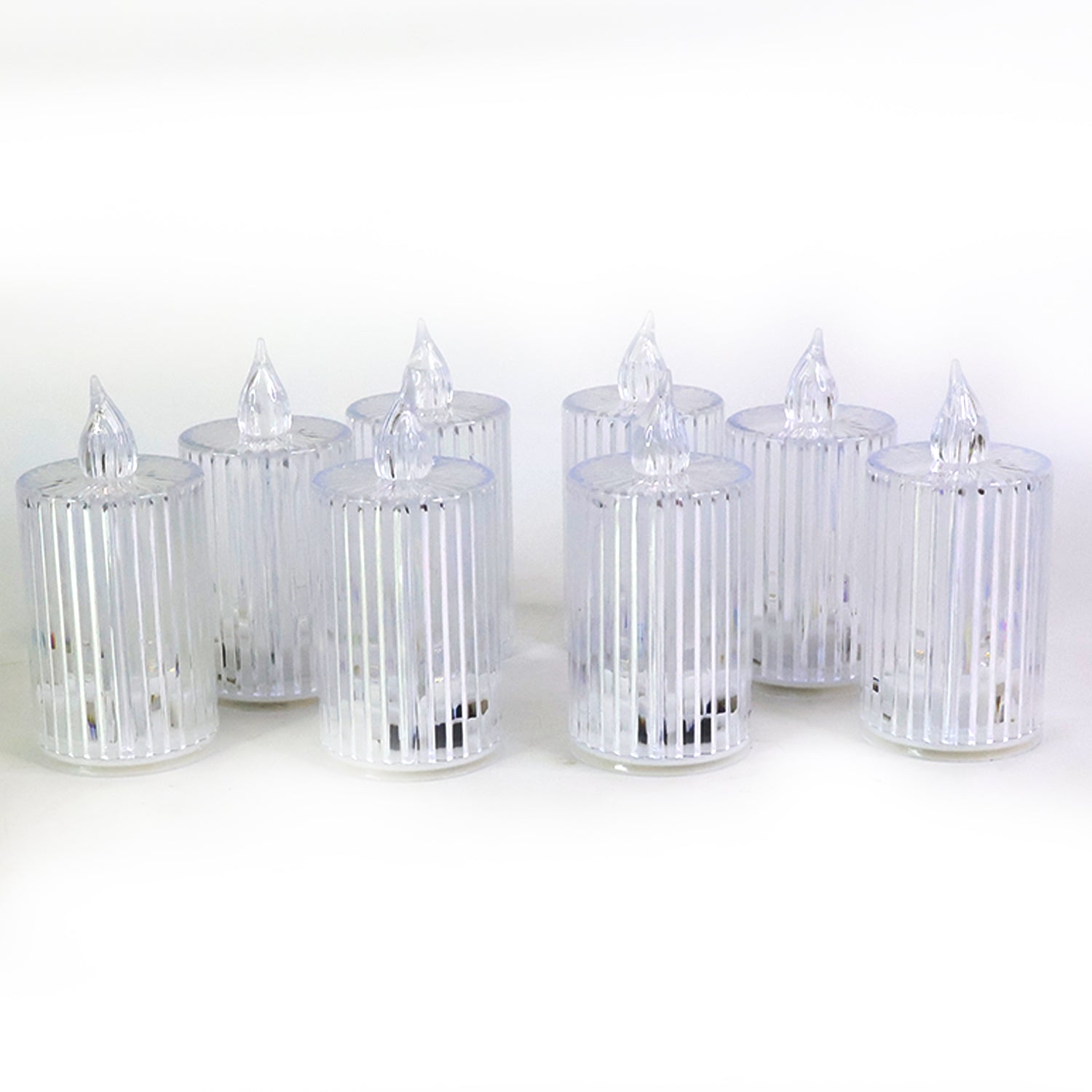 Crystal-effect LED candle lights set providing smokeless ambient lighting