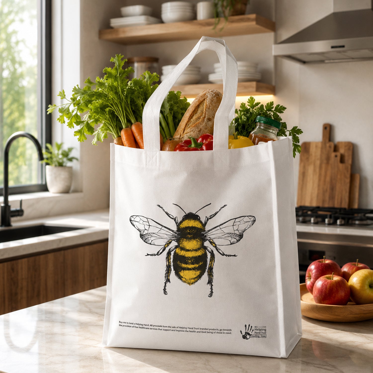 Multipurpose Carry Hand Bag With Bee Print (1 Pc)