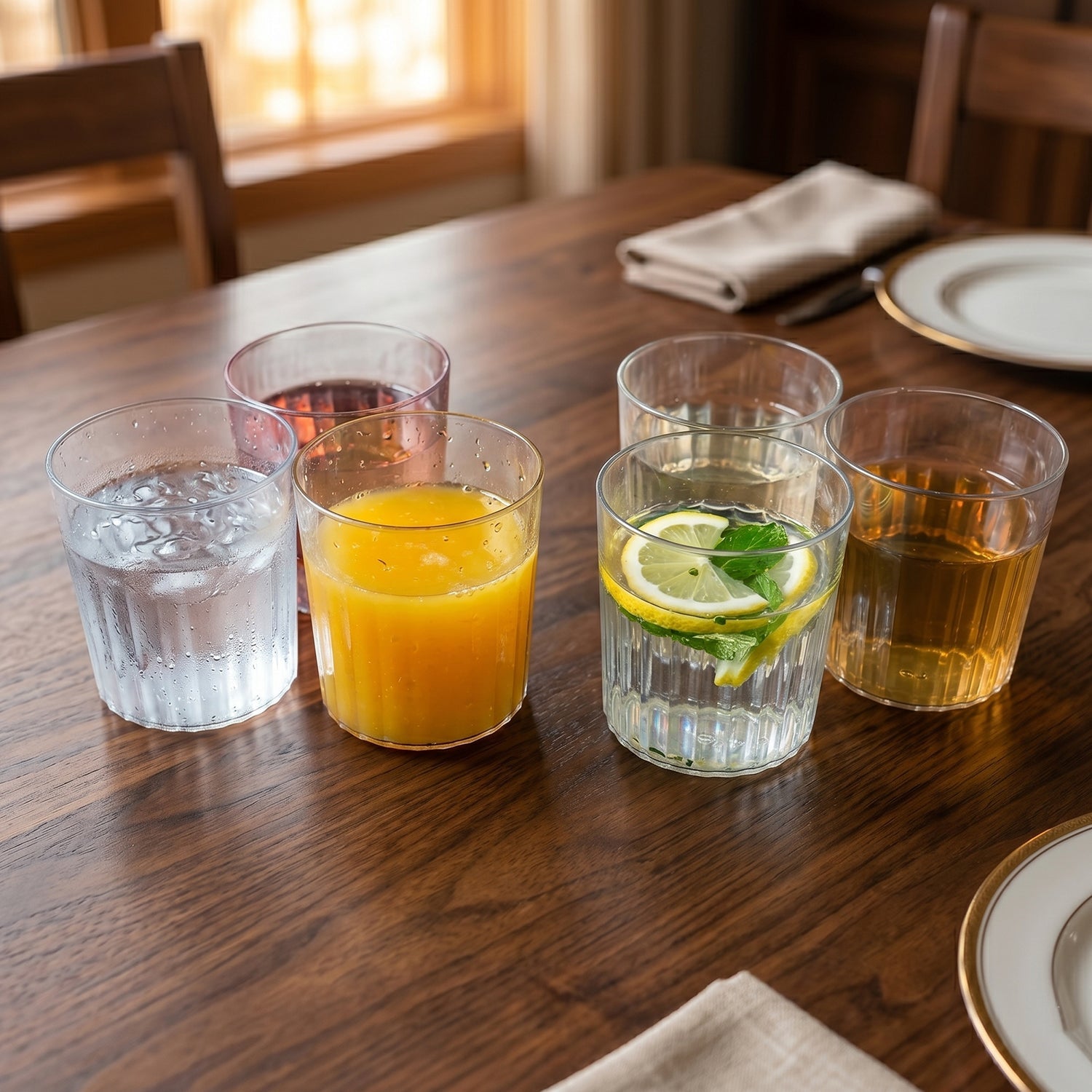 Elegant and lightweight transparent drinking glasses for everyday use