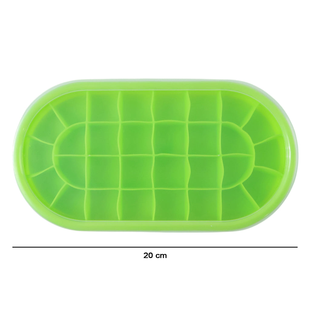Premium Oval Silicone Ice Cube Tray With Lid (1 Pc)