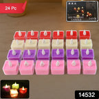 Set Of 24 Multi-color Led Tealight Candles