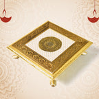 Golden - Square Pooja Chowki Patla  Bajot (2020 Cm  1 Pc)