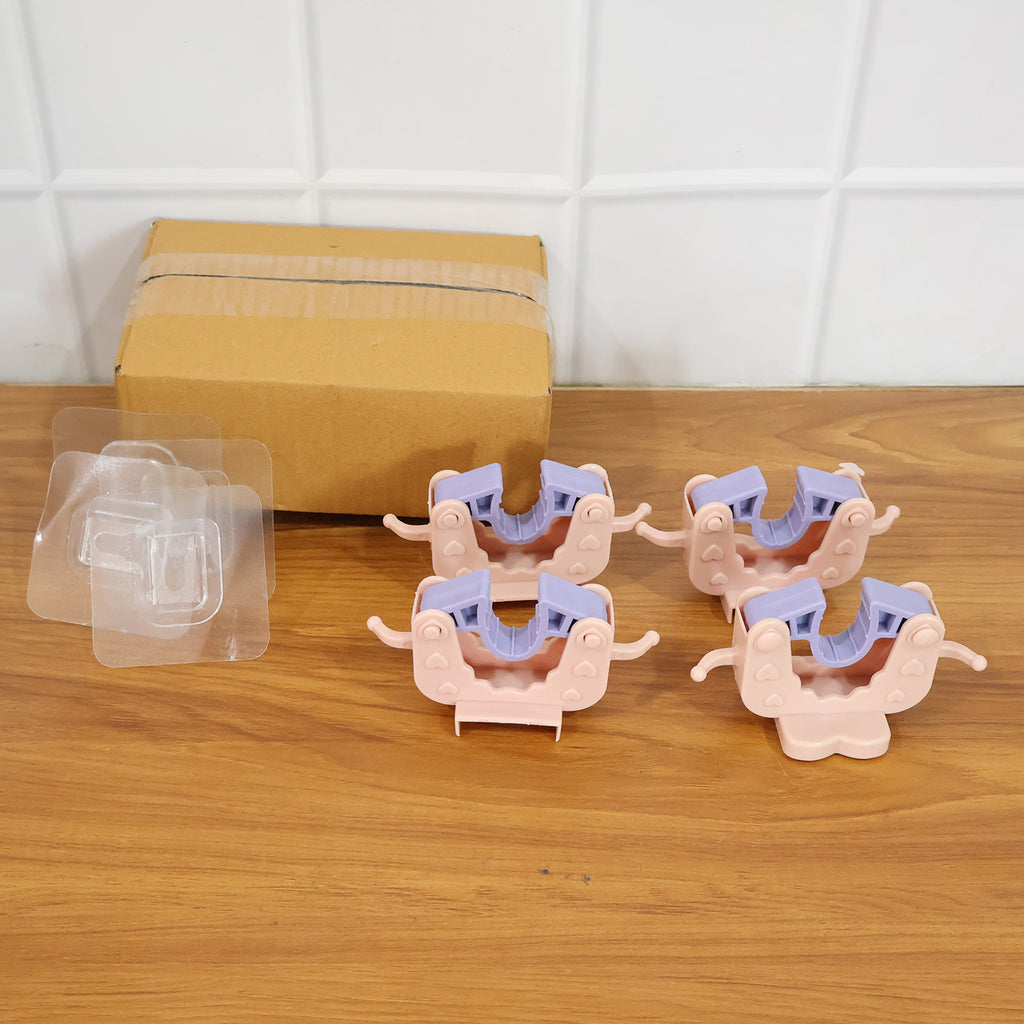 Wall Mounted Broom  Mop Holder Clips (4 Pc Set)