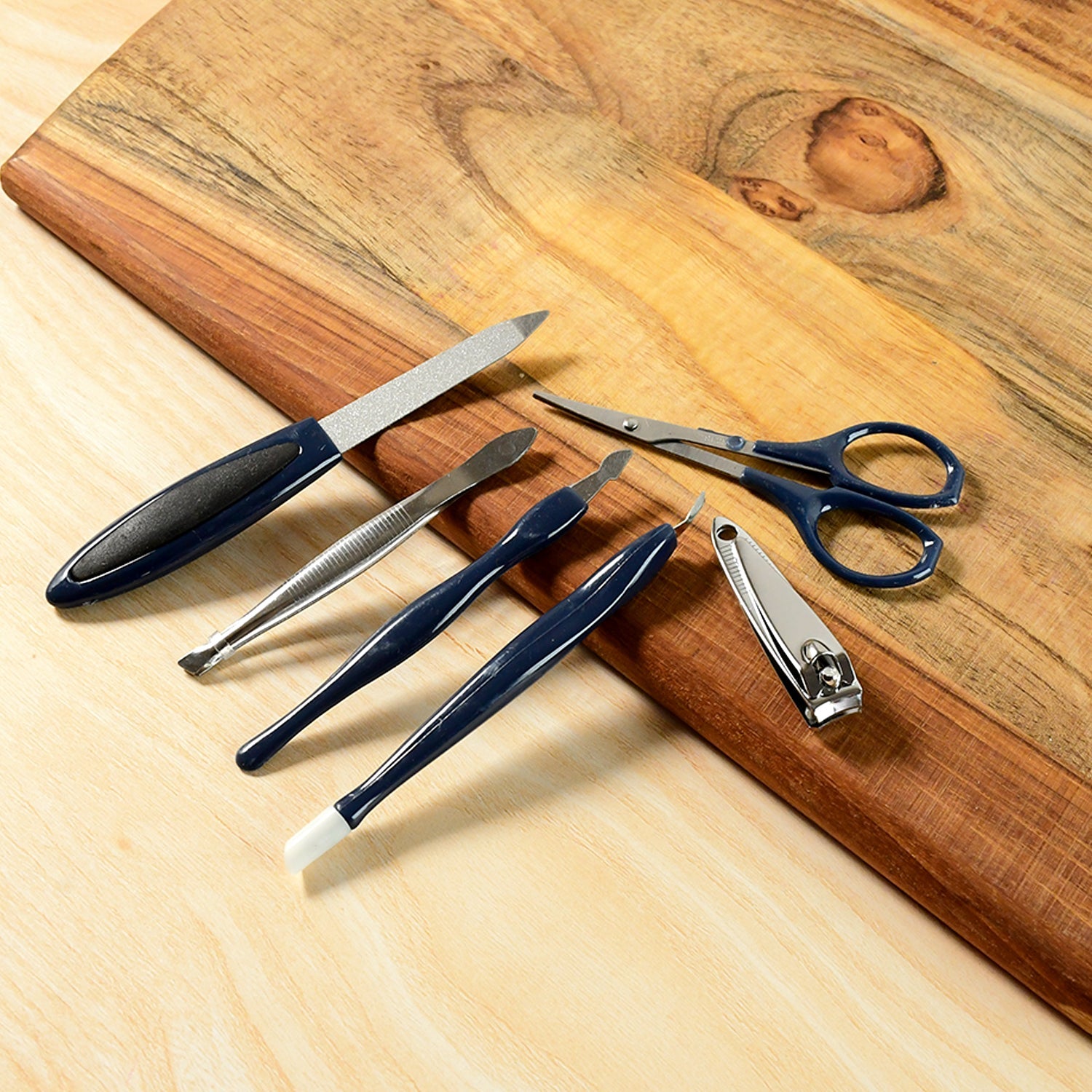 Close-up shot of manicure pedicure grooming tools