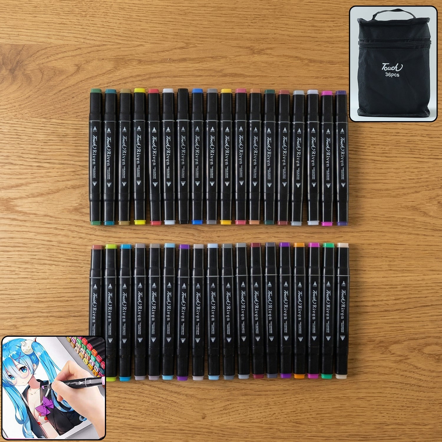 36 color sketch markers with dual tips for artists