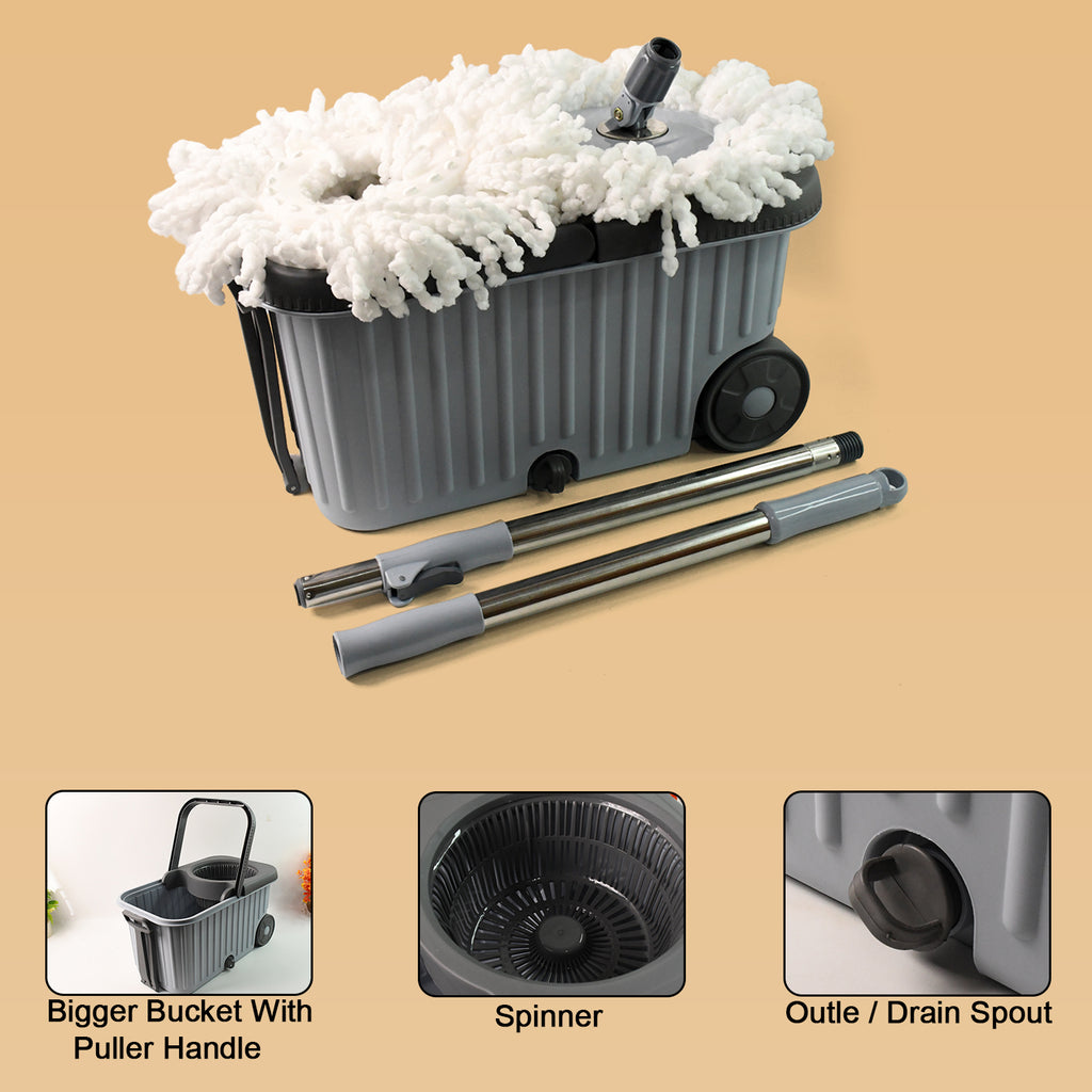 Apex Magic Spin Mop Cleaning Set With Dual Chamber Bucket  Wheels