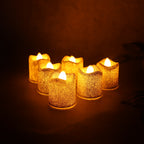Christmas Premium Glitter Led Tealight Candles (6 Pc Set)