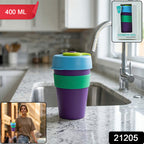 Reusable Colorful Travel Mug With Secure Silicone Lid (1 Pc 400 Ml)