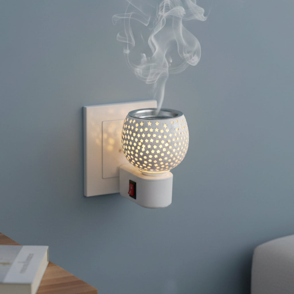 Premium Plug-in Star Cut Glass Aroma Diffuser Night Lamp (1 Pc)