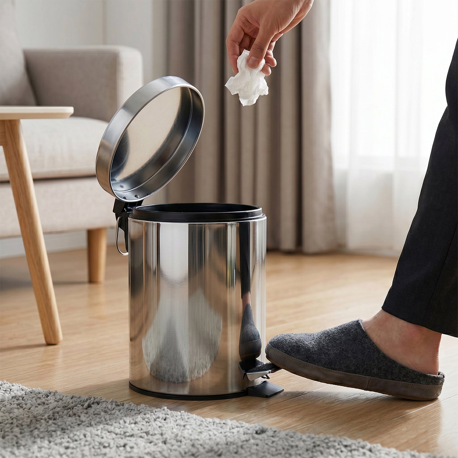 Premium Stainless Steel Pedal Dustbin With Close Lid (1 Pc3 Ltr)