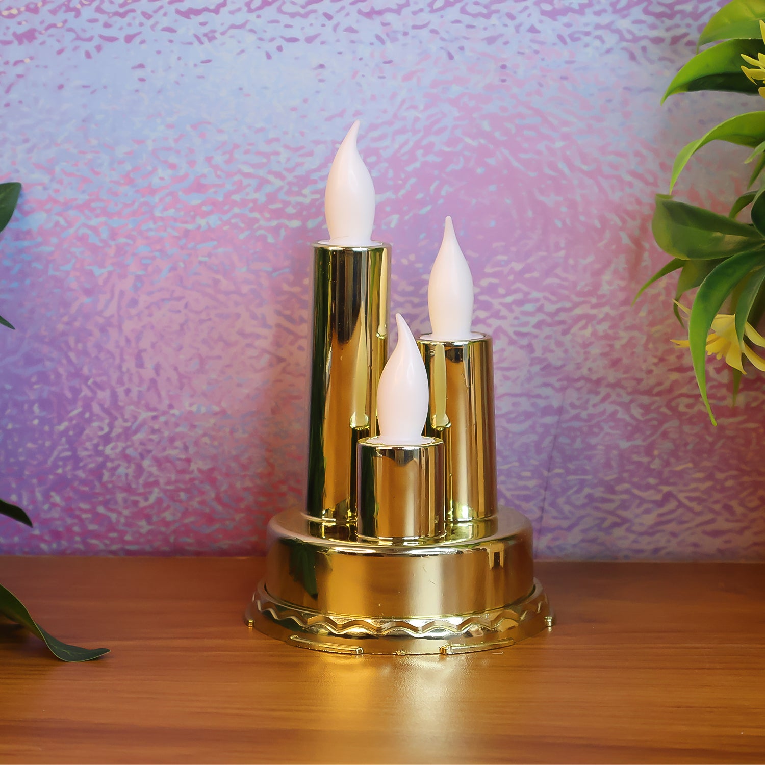 Led Flameless Candle Lamp With Triple Candle Design (1 Pc)