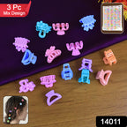 Plastic Small Hair Clips For Girls Kids Hair Accessories (3 Pcs Set  Mix Color  Design)