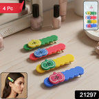 Cute Apple Design Hair Clip Set (4 Pc)