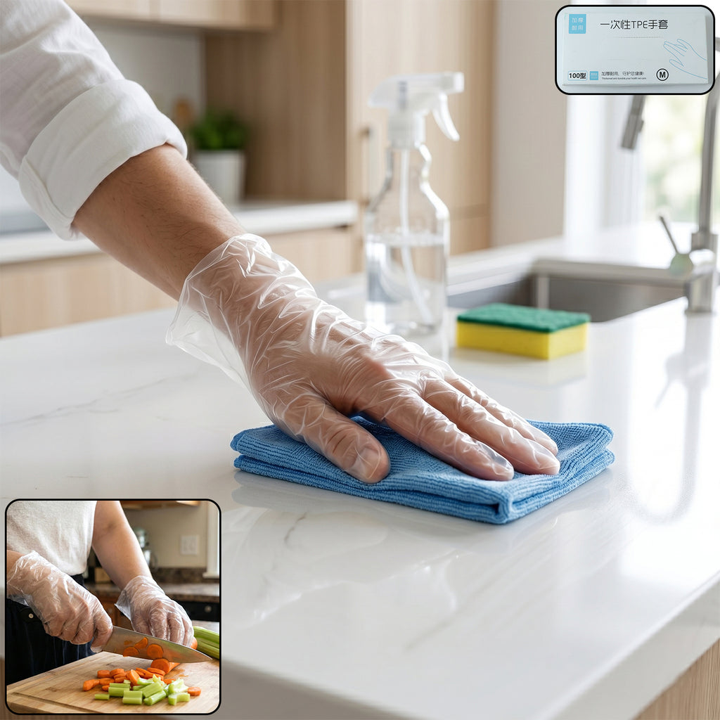 Disposable Clear Plastic Gloves (100  Pc Medium)