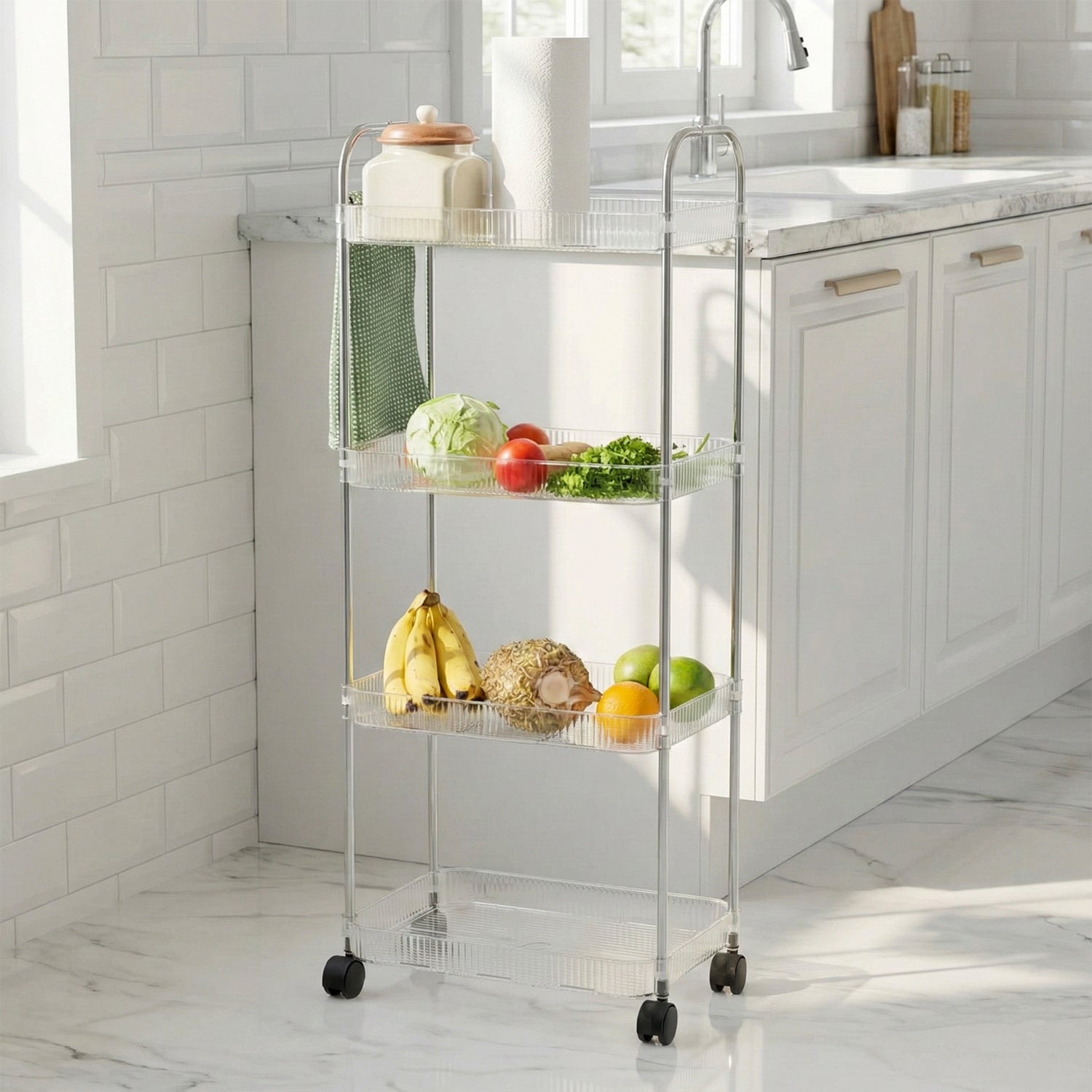 4 Layer Multipurpose Storage Trolley With Wheels