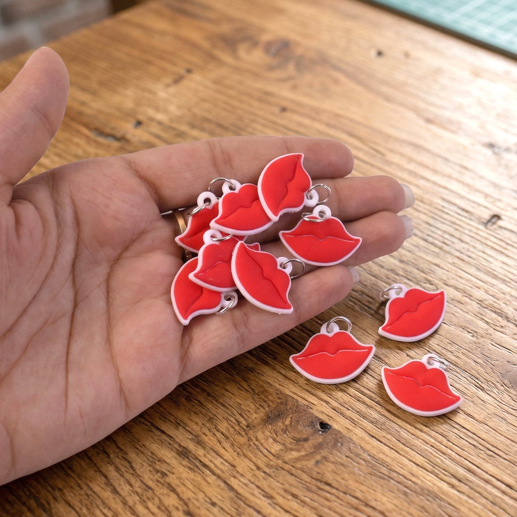 Cute Lips Shape Bag Charm Keychain Set (10 Pc)