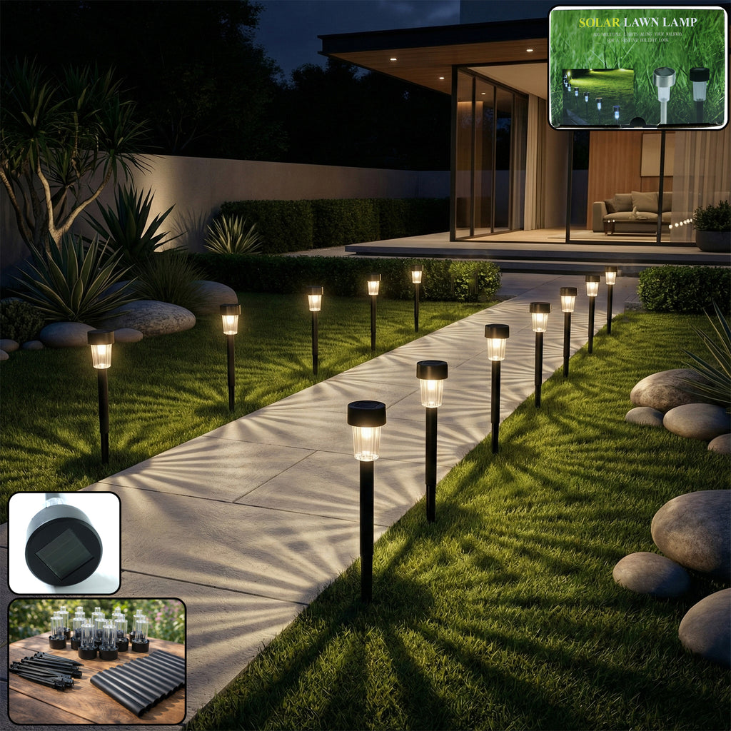 Solar Powered Lawn Pathway Light Set (12 Pcs Set)