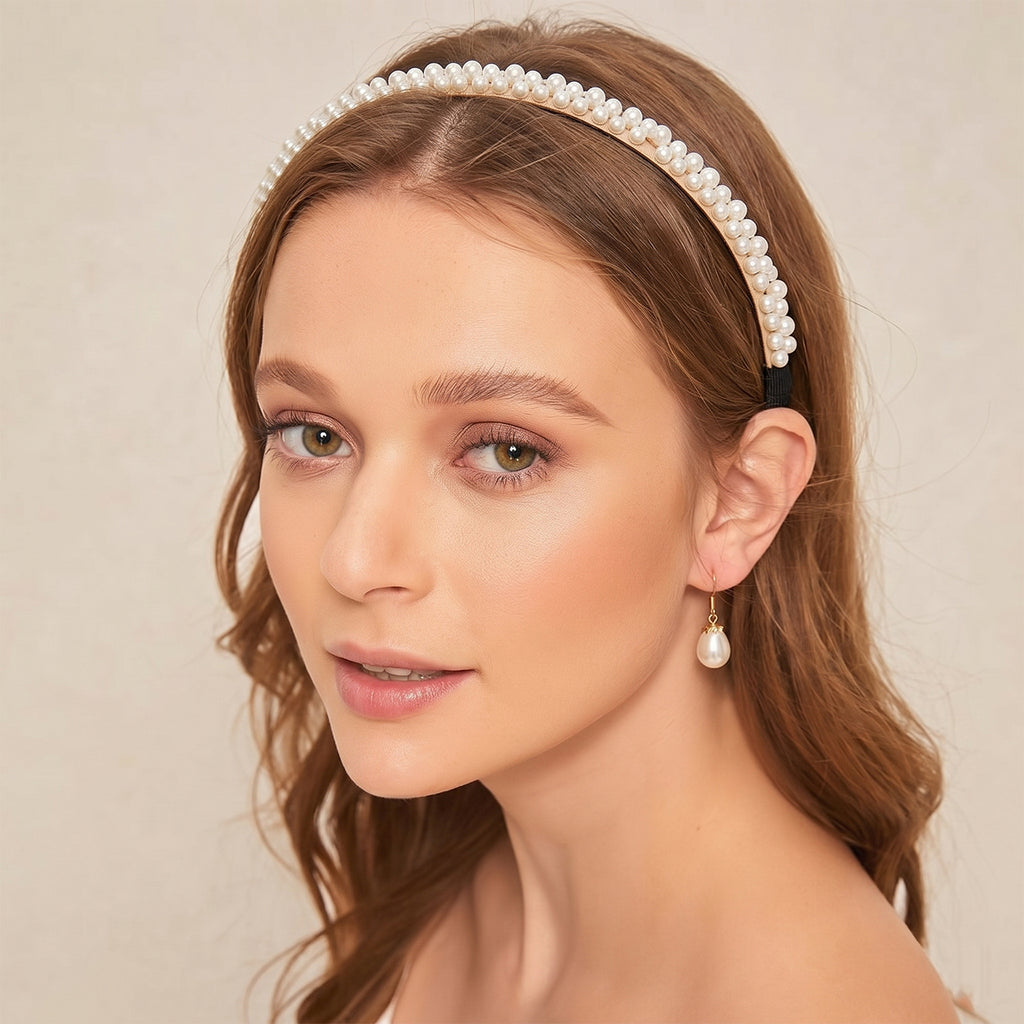 Double Layer Pearl Hairband Stylish Headband For Girls (1 Pc)