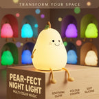 Cute Pear Shape Silicone Night Lamp With Multi Color Changing Mode (1 Pc)