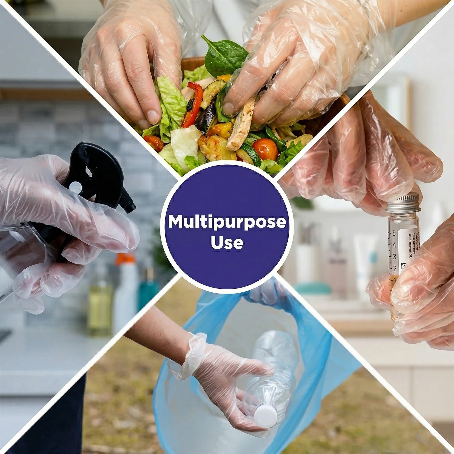 Transparent disposable hand gloves for food and cleaning