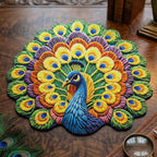 Peacock Design Decorative Floor Mat 1 Pc 58x58 Cm