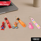Cute Cartoon Silicone 3d Key Chain With Metal Hook  Strap (Pack Of 1)