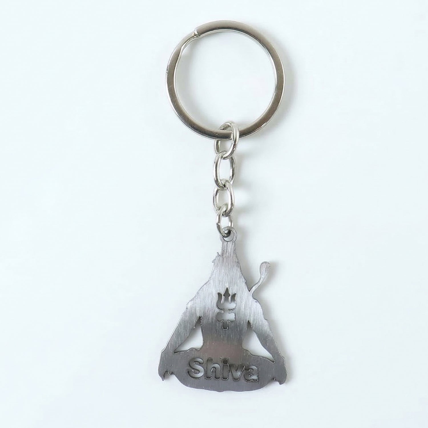 Stylish metal Trishul keychain with religious symbol