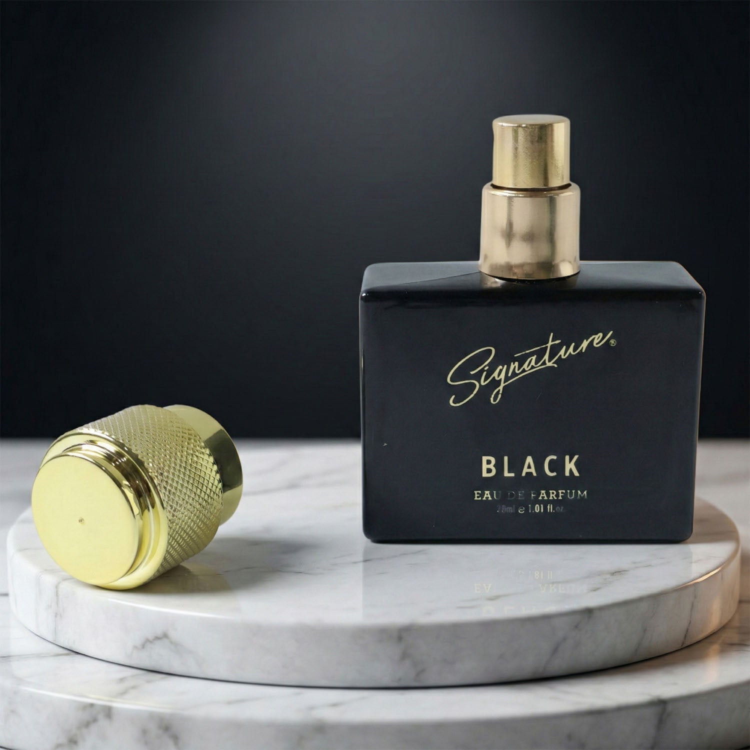 Beautiful Signature Black perfume packaging with elegant design