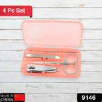 9146  Mini Nail Clipper Set Beauty Nail Tool Set Multifunctional Beauty Set With Plastic Storage Case  (4 Pc Set)