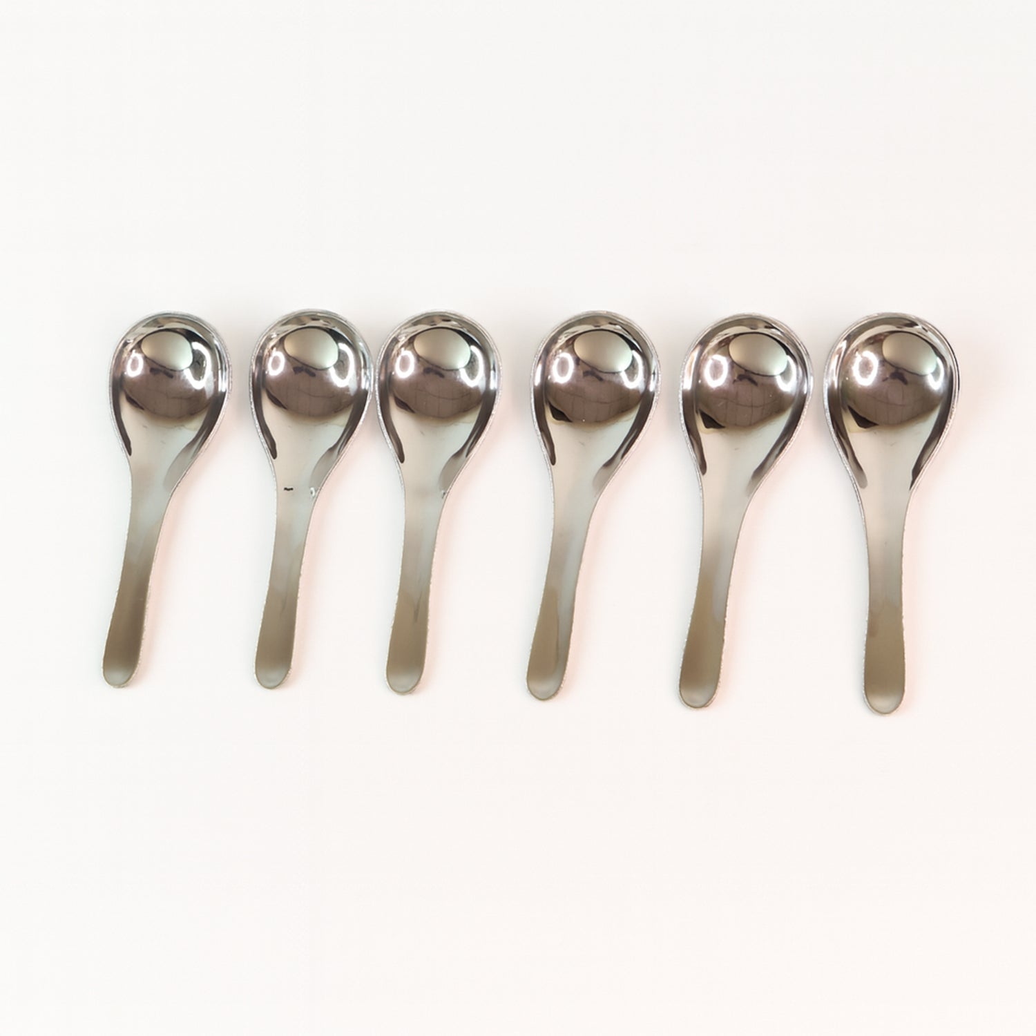 Full set view of Apex 6-piece Stainless Steel Soup Spoon Set for Indian dining.
