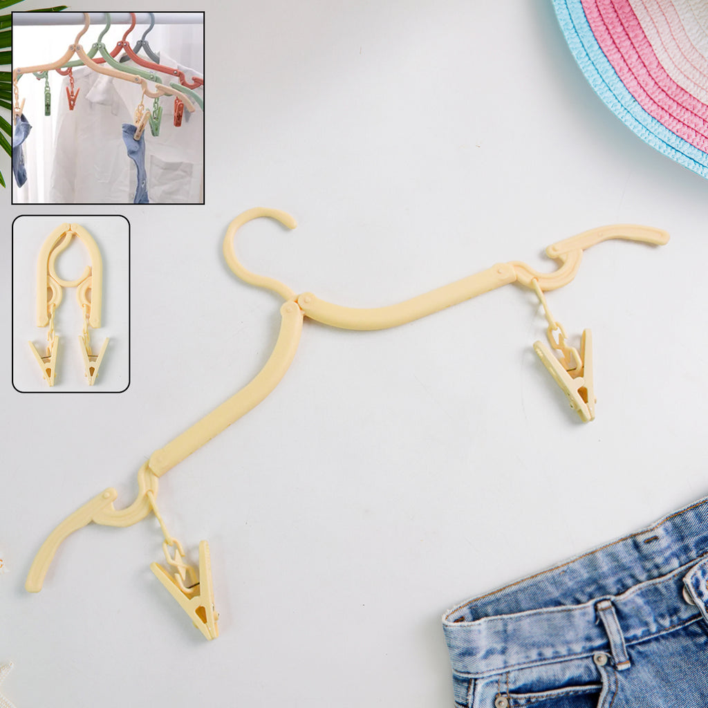 Multipurpose Foldable Cloth Hanger With Dual Clips (1 Pc)