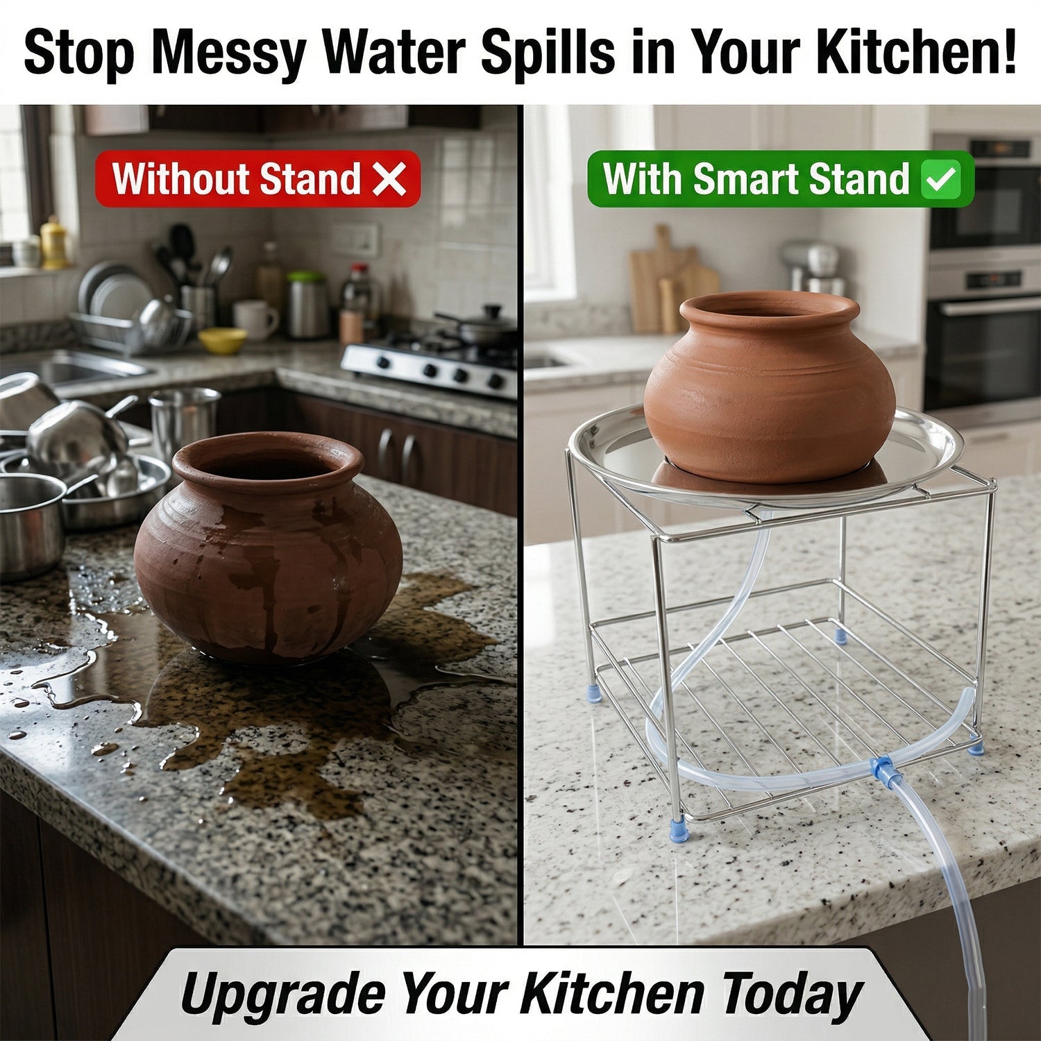 Kitchen utensil storage stand made of durable stainless steel