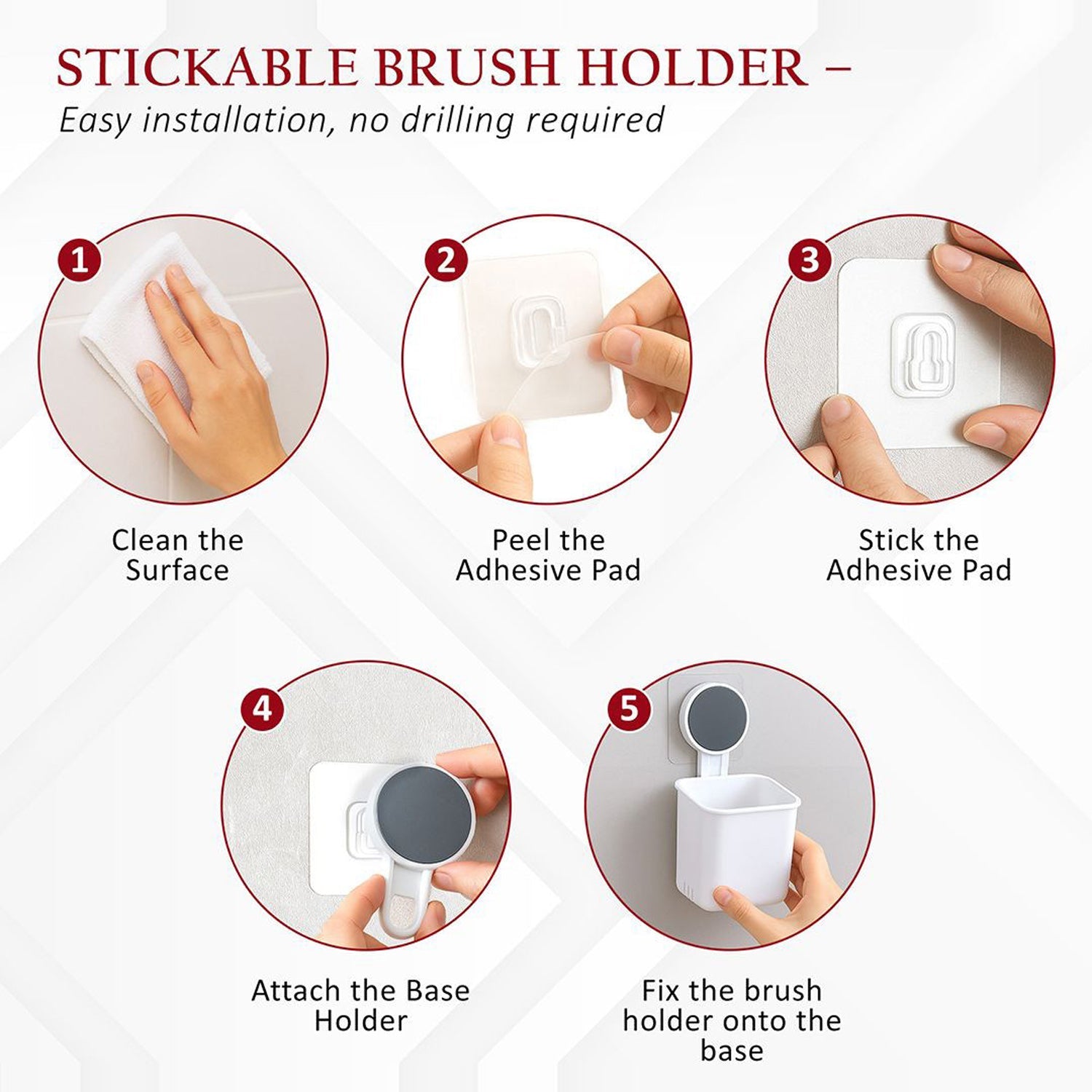 Bathroom storage organizer holding multiple toothbrushes, toothpaste, and rinsing cups.