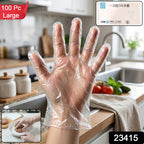 Disposable Clear Plastic Gloves (100 Pc Large)