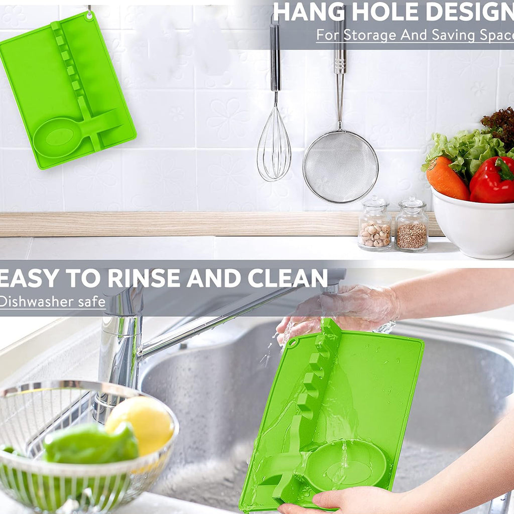 4-slots Silicone Multifunctional Spoon Holders Fork Spatula Rack (1 Pc)